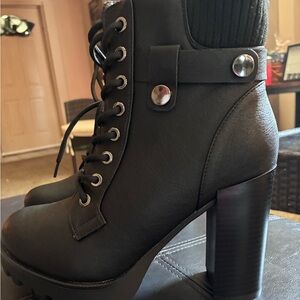 Black Lace-Up Ankle Boots